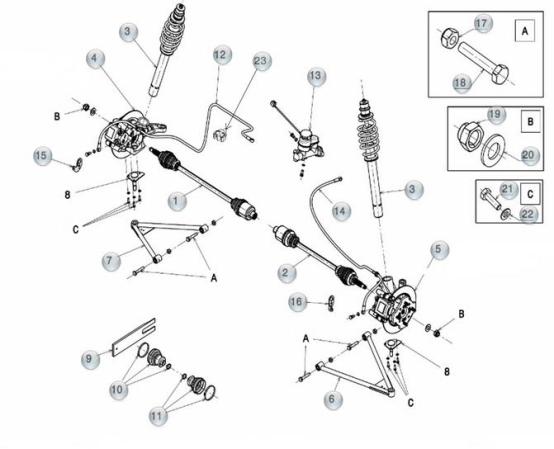 Bremsschlauch vorne links Microcar MGo3-6, Due, JS50, JS60