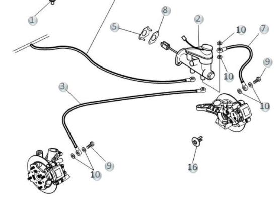 Bremsschlauch vorne links Microcar MGo2, M8, Due First